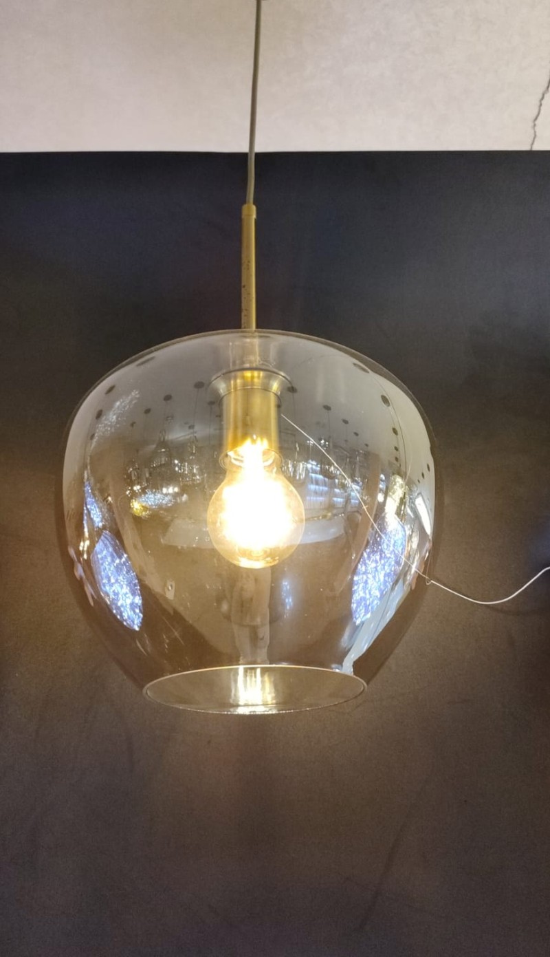 4172*Lampara vidrio soplado ambar