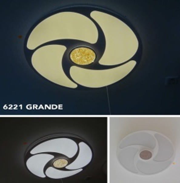 0061*PLAFON 72W*2 Petalos c/cristal redondo grande